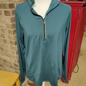 All in Motion Deep Teal  Quarter Zip Activewear Top Size Large